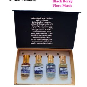 Combo Pack of 4 Attars 6 ML Each, Confidence Lovely Black Berry & Flora Musk