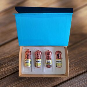 Combo of 4 Flavours 3ml each Premium Quality Sheikh Al Oud, Rasha, Musk Rijali & Shamama