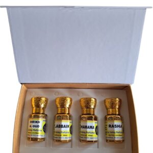 Combo Pack of 4 Flavours 6ml Each Premium Quality Sheikh Al Oud, Labbaik, Shamama & Rasha