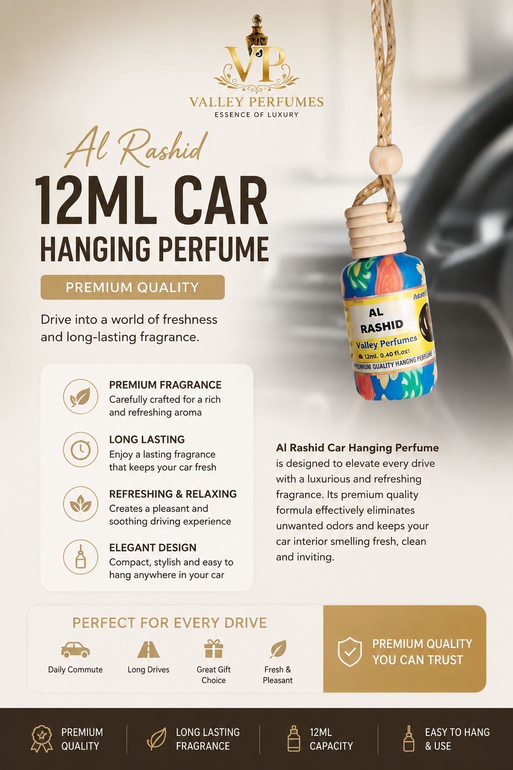Al Rashid 12ml Car Hanging Perfume