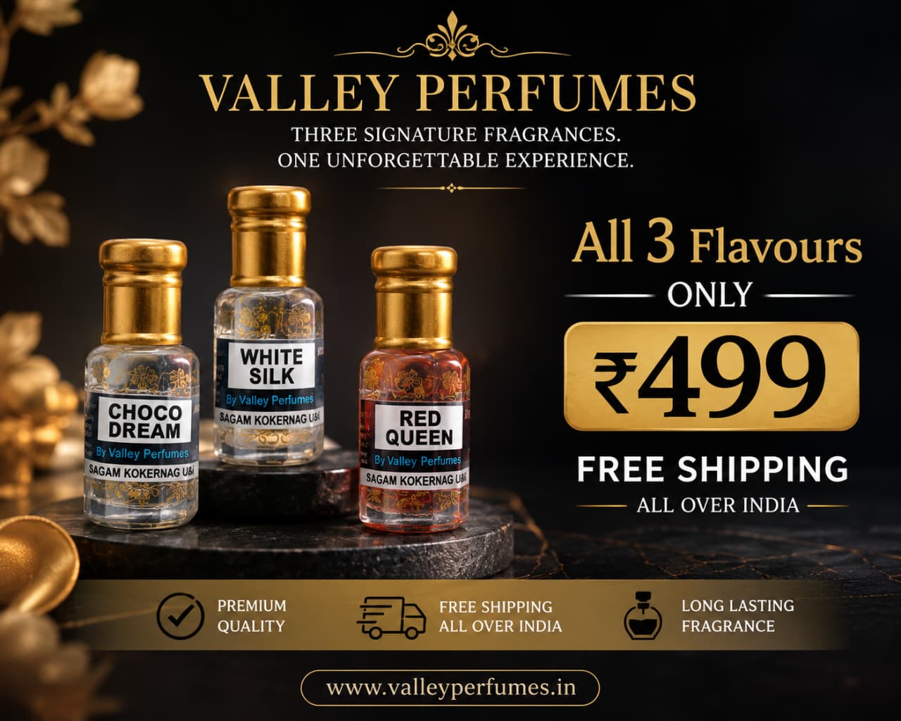 Combo Pack of 3 Flavours Choco Dream, White Silk & Red Queen 6ml Each
