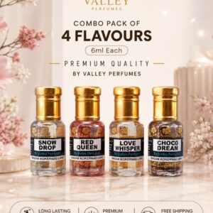Combo Pack of 4 Flavours 6ml Each Snow Drop, Red Queen, Love Whisper & Choco Dream