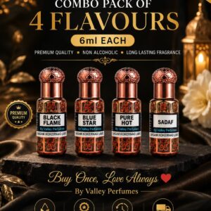 Combo Pack of 4 Flavours 6ml Each Black Flame, Blue Star, Pure Hot & Sadaf