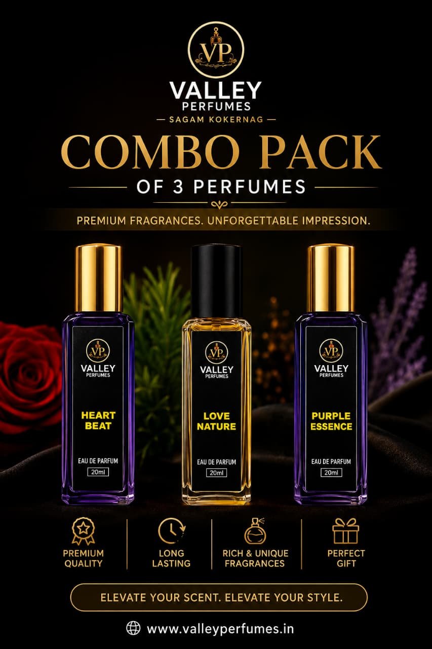 Combo Pack of 3 Perfumes 20ml Each Heart Beat, Love Nature & Purple Essence